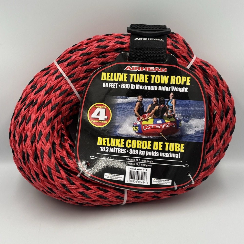Airhead Deluxe Tube Tow Rope 60 Feet 680 lb Weight Limit WMR-418 🆕